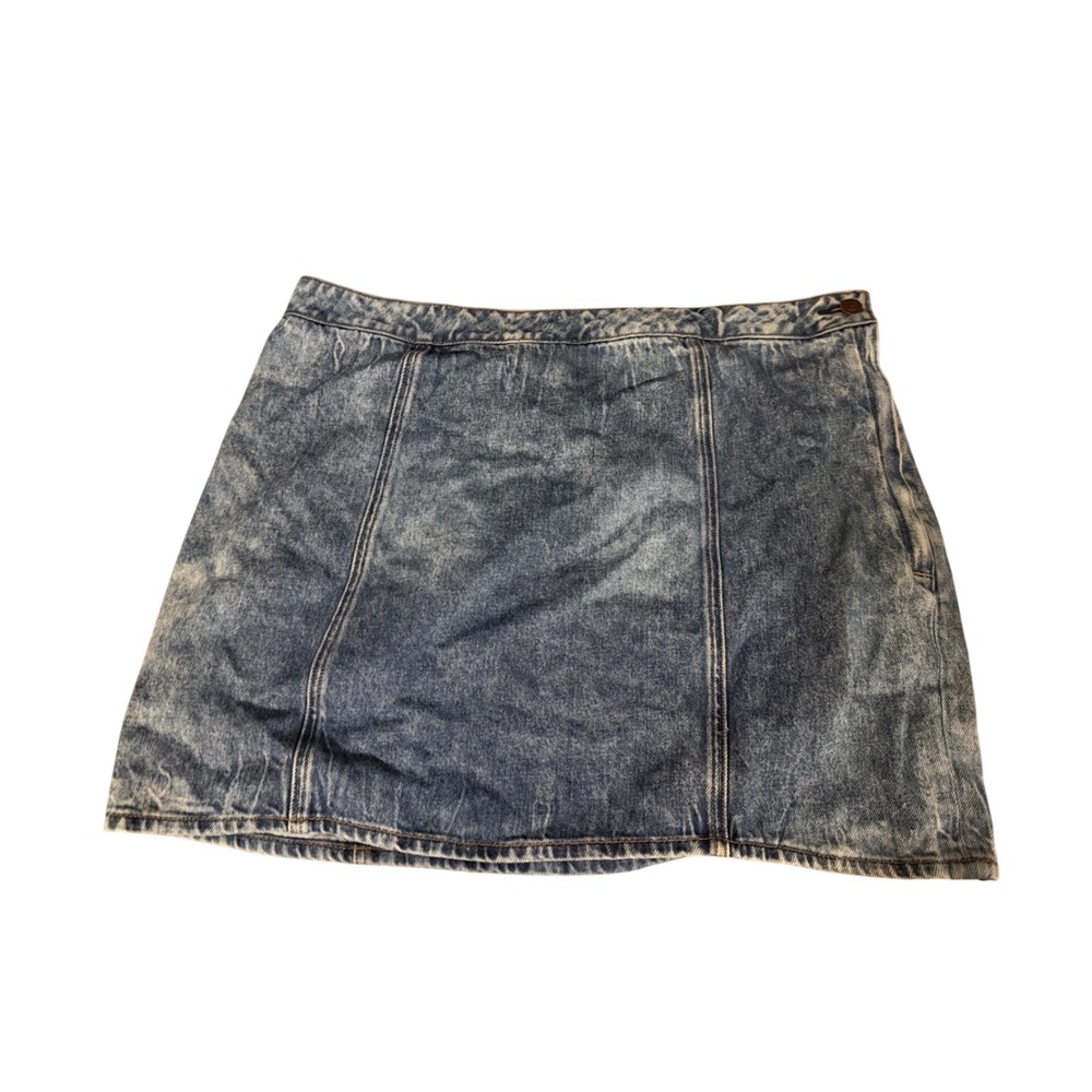 American Eagle Women Blue Acid Wash Denim Mini Skirt High Rise A-Line Size 18